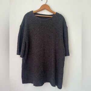 Zara Grey Ribbed Short Sleeve Sweater